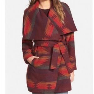 STEVE MADDEN Southwest Blanket Wrap Coat Large